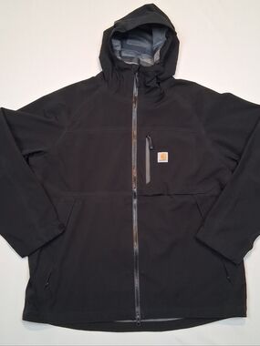 Carhartt Storm Defender Force Mens Rain Jacket Size Large Black 104245N04